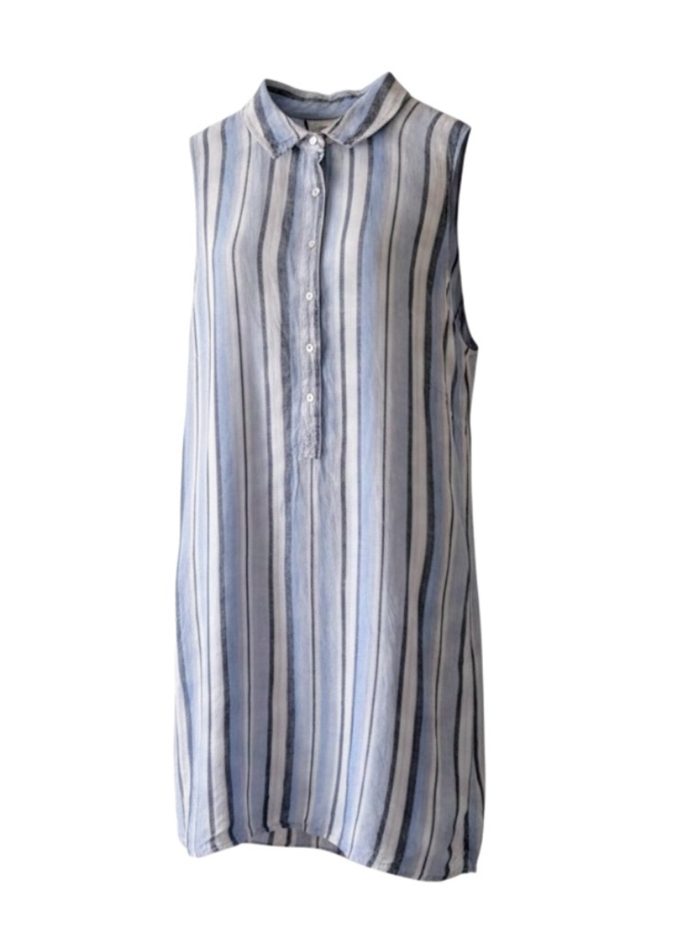 C&C California Blue Striped 100% Linen Sleeveless Tunic Dress Size 1X